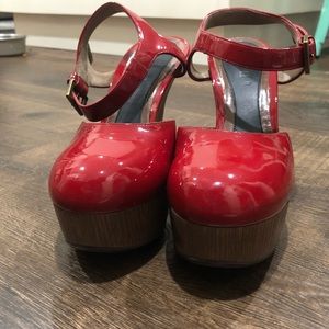 Marni red platforms.